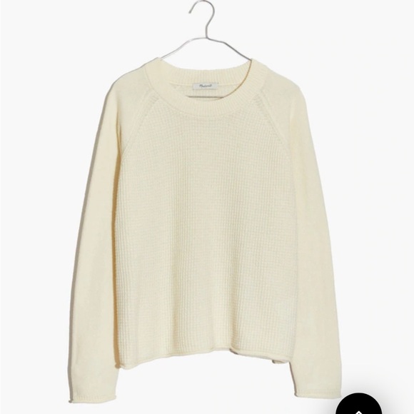 Madewell Merino Wool Cotton Waffle Sweater Cream Size L - Picture 9 of 10